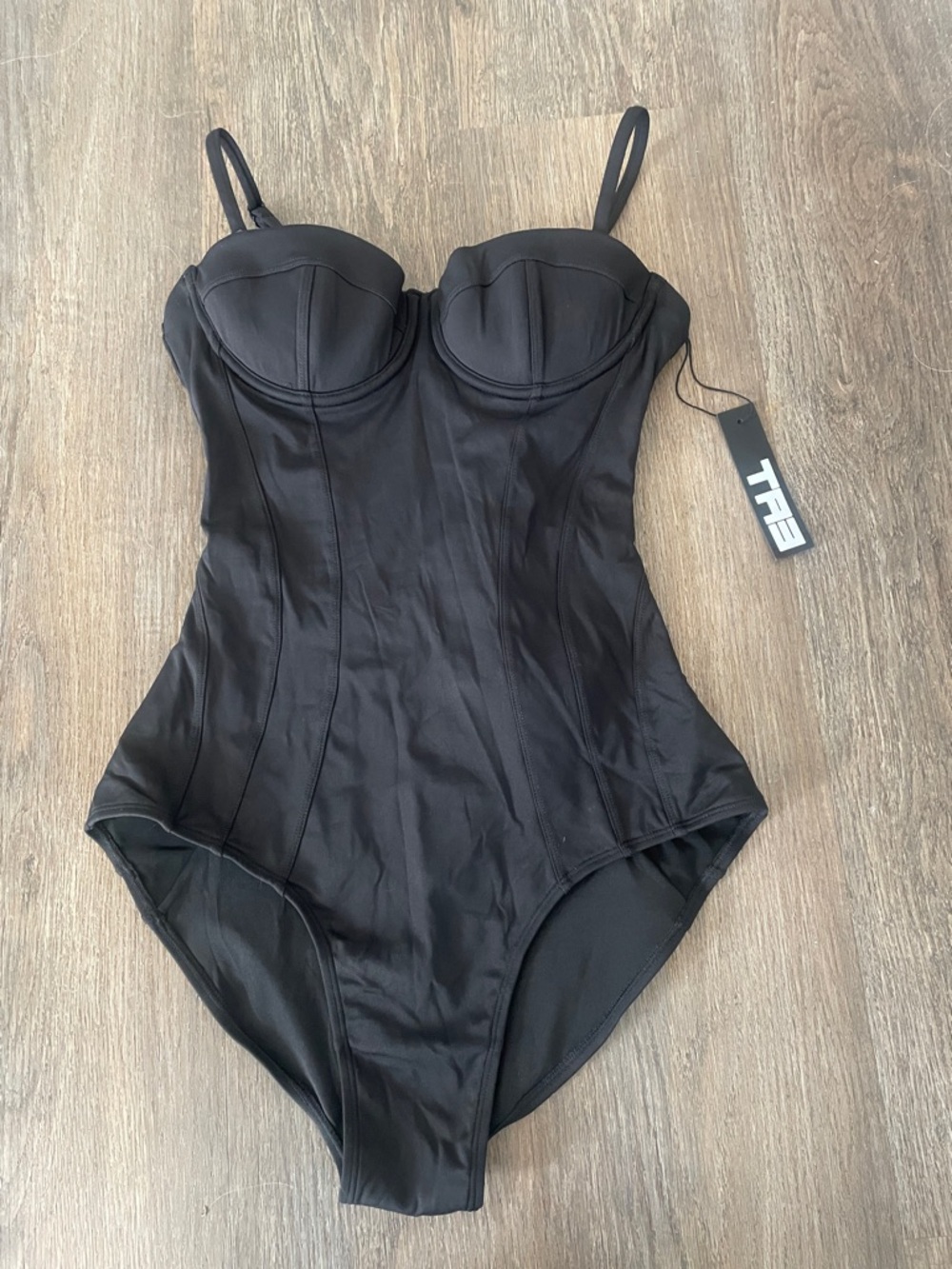 Ta3 Black push-up corset swimsuit One-Piece Bodysuit pushy medium
